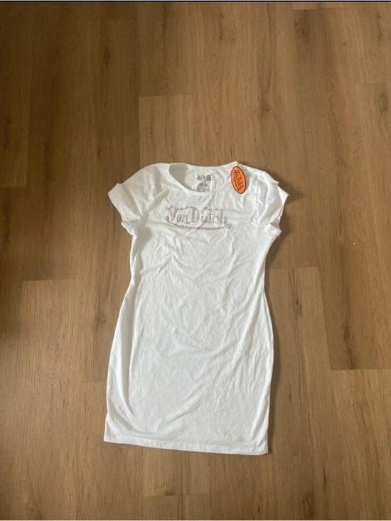 Von Dutch Dresses & Skirts - Von Dutch White Logo Tee Dress with Subtle Embroidery